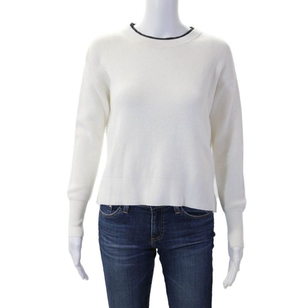 Margaret OLeary Unisex Pullover White Cotton Crewneck Long Sleeve Size XS